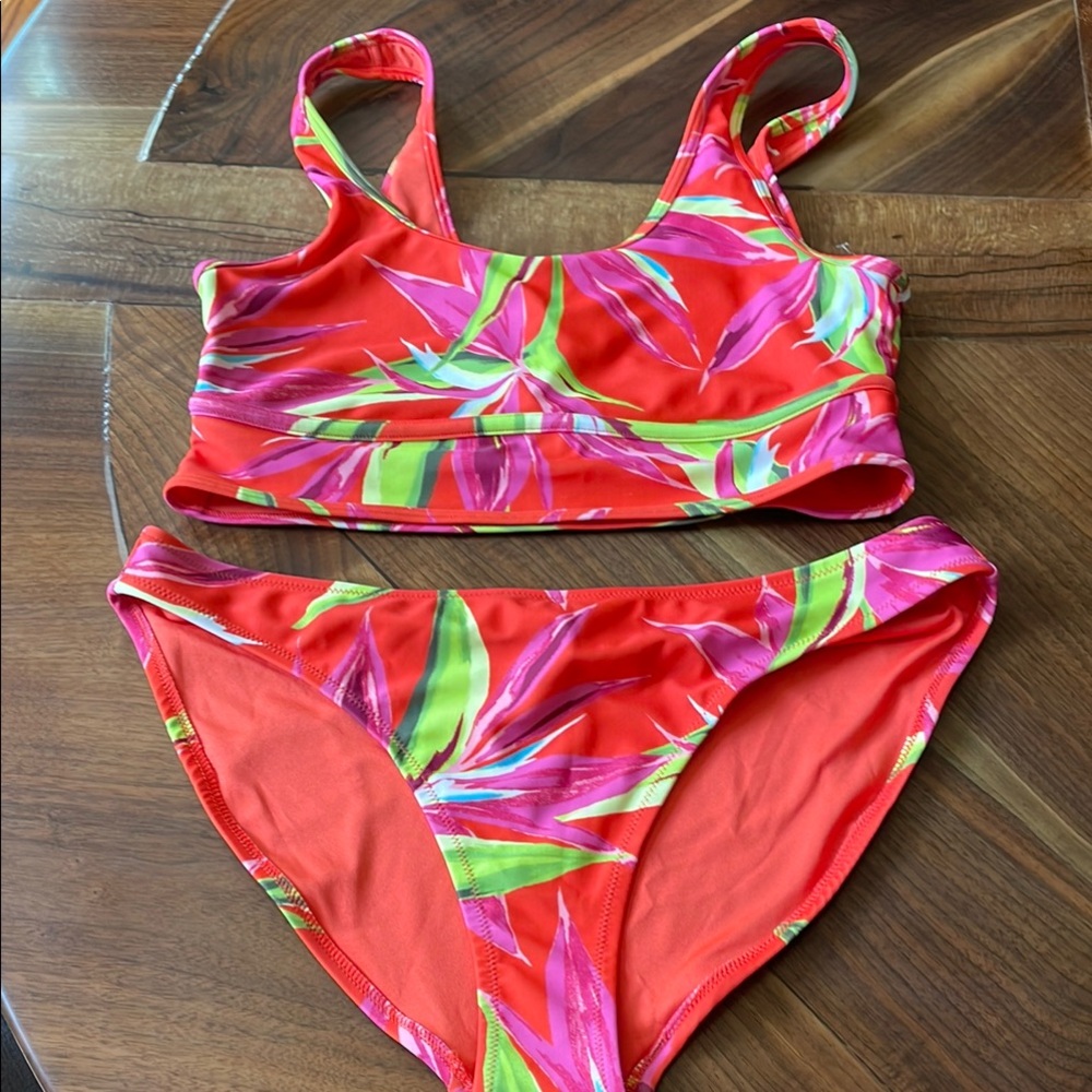 Tropical Orange Red and Pink Old Navy Bikini Set